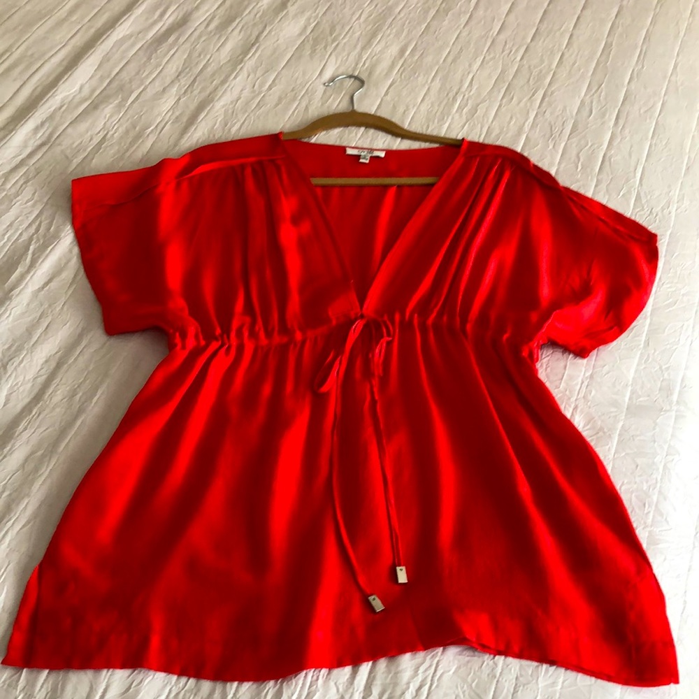 Red silk top